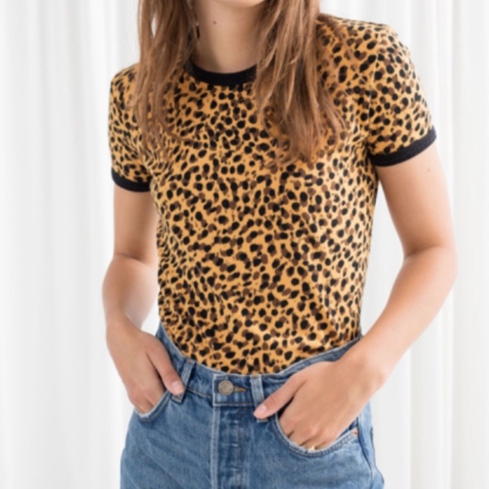 & Other Stories Leopard Ringer Tee - Picture 2 of 6
